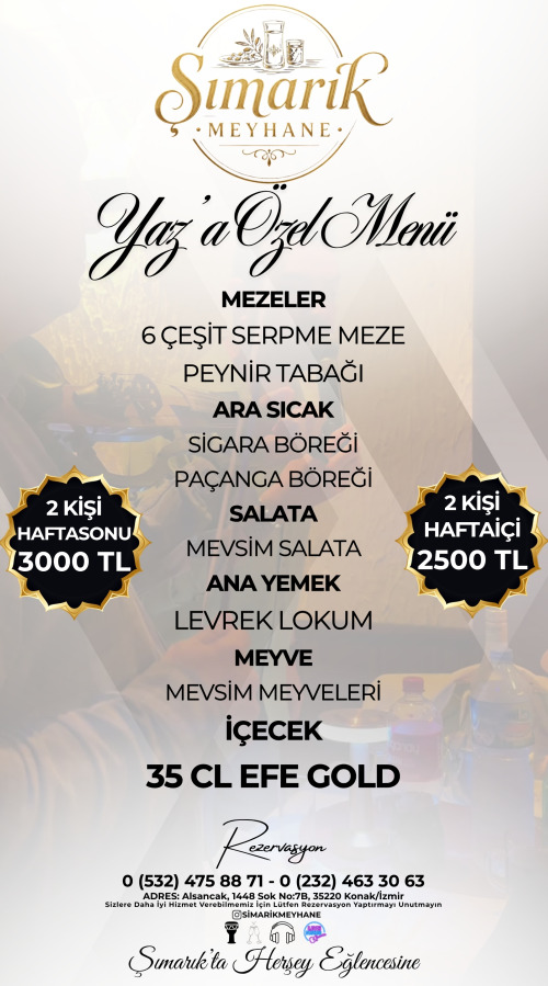 Yaza Özel Çift Kişilik Fix Menü - 35 cl Efe Gold Dahil