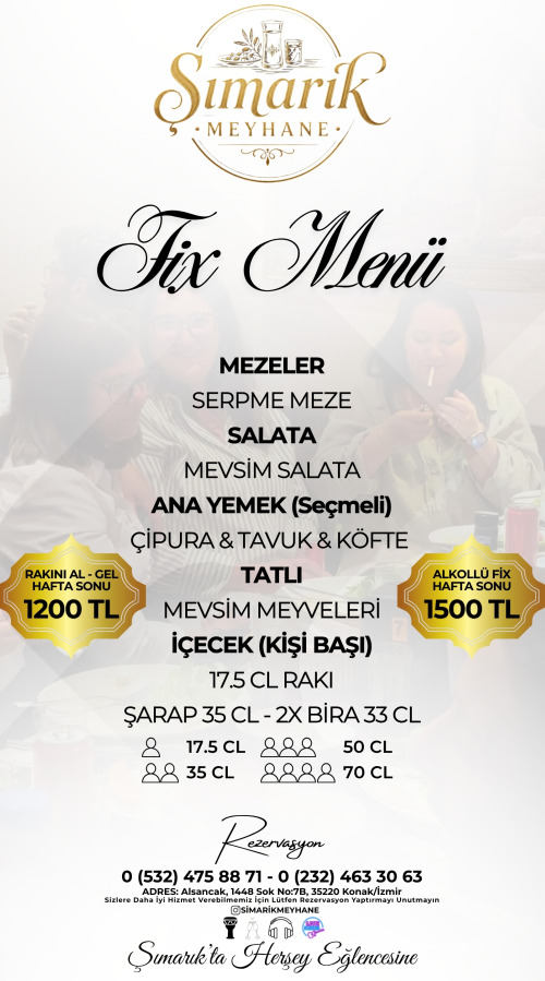 Hafta Sonu Fix Menü - Rakını Al Gel & Alkollü Seçenekler